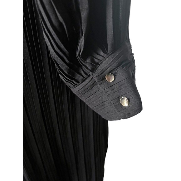ZARA Women’s Dress Long Sleeve Black Pleated Belted Midi Dress L NEW - Picture 6 of 11